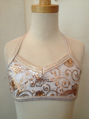 Details Signature Top: Rose Gold Mesh with Shiny White Gold Trim