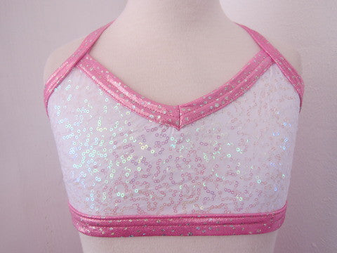 Details Signature Top: White with Bubble gum Pink Trim