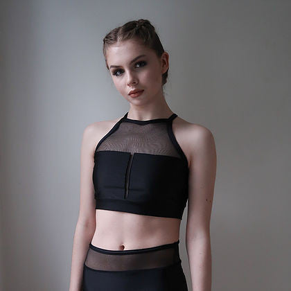Details by Remy: Sleeveless Panel Crop Top (Black Pearl)