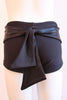 Details Signature Tie Shorts: Black with Shiny Black Waist
