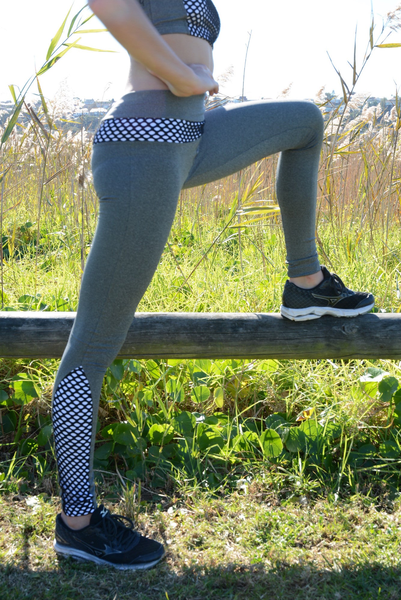 Georgie Girl Grey Side Panel Full Length Leggings The Leotard