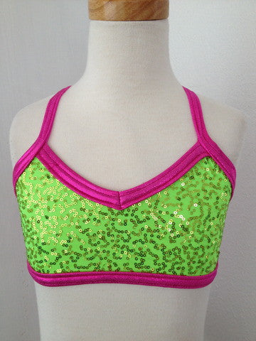Details Signature Top: Lime with Fuchsia Trim