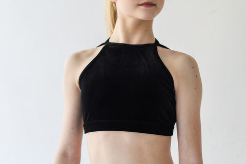 Details Bella Velvet Crop Top - Black