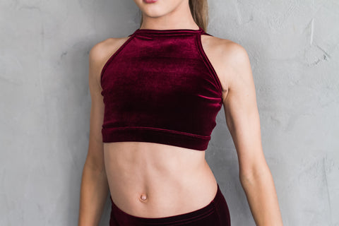 Details Bella Velvet Crop Top - Burgundy