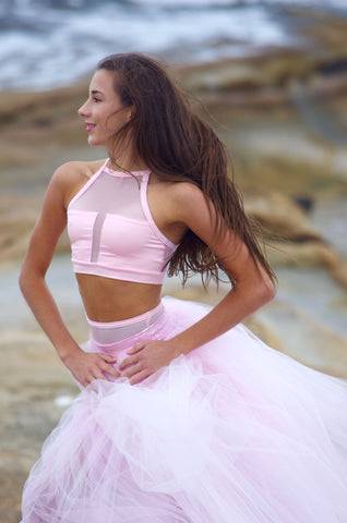 Details by Remy: Sleeveless Panel Crop Top (Pink Breeze)